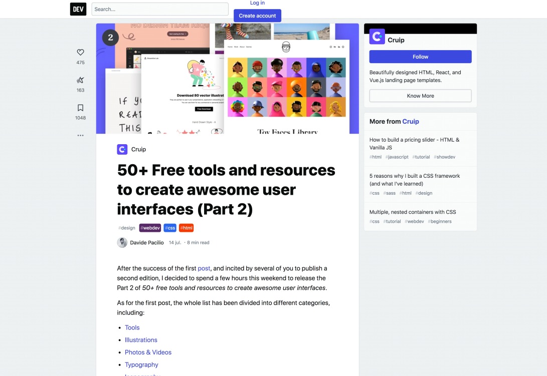 50+ Free tools and resources to create awesome user interfaces (Part 2) - DEV