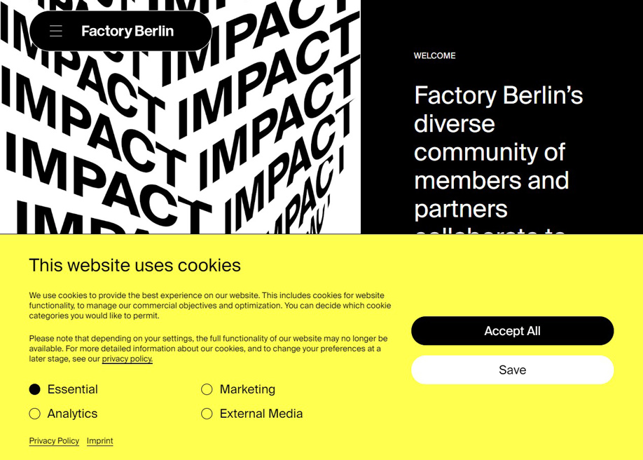 Factory Berlin - Cookie settings