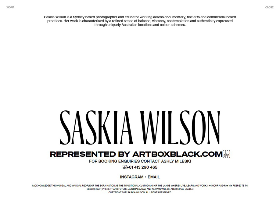 Saskia Wilson - Contact Page