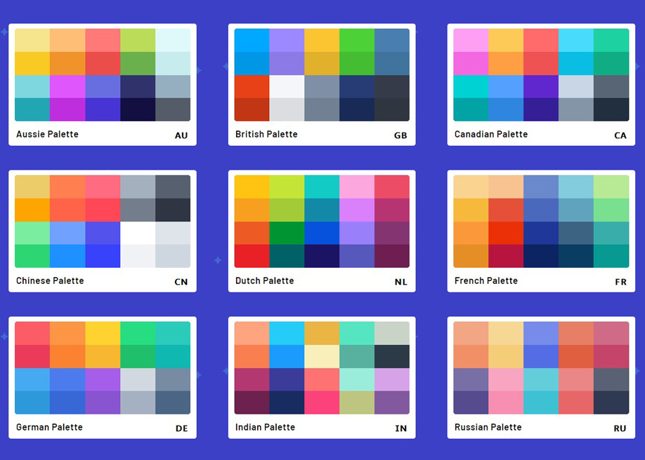 Flat UI Colors - Color palettes organized by countries - Awwwards