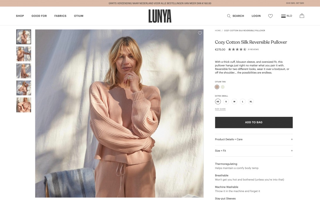 Cozy Cotton Silk Reversible Pullover - Lunya