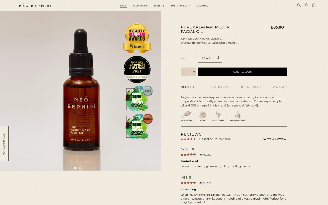 PURE KALAHARI MELON FACIAL OIL – NÊÔ SEPHIRI