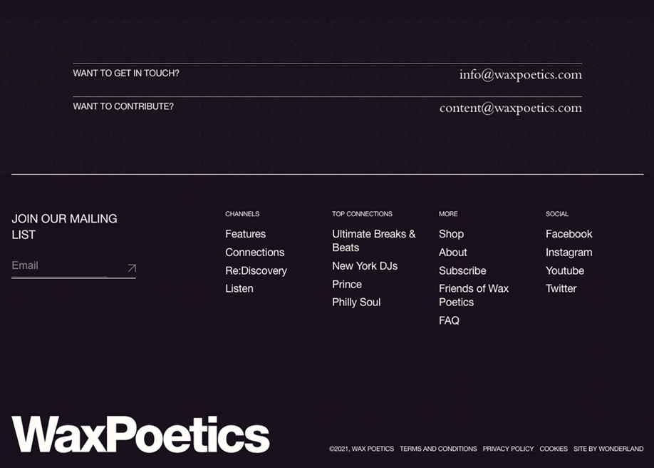 Wax Poetics - Footer