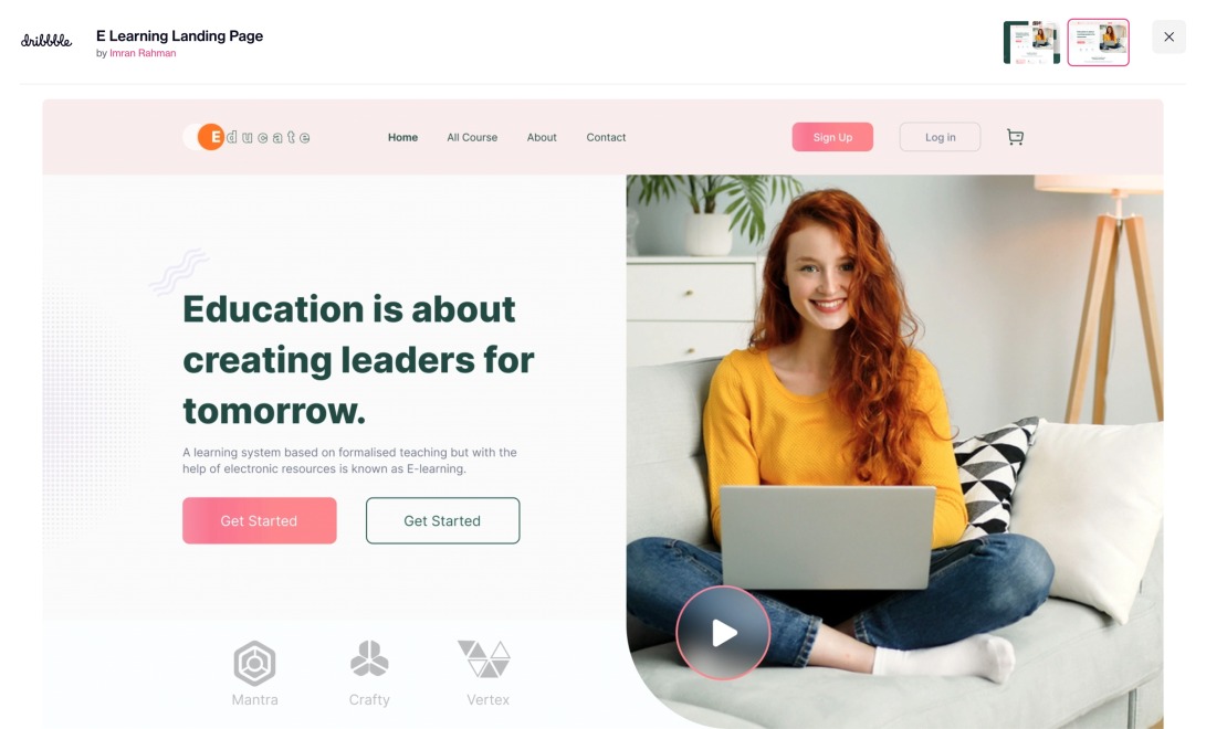 Dribbble - E-Learning Landing Page.png by Imran Rahman