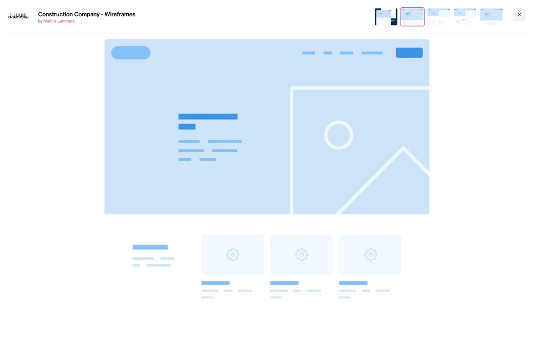 Dribbble - Homepage wireframe@2x.png by Mathijs Lemmers