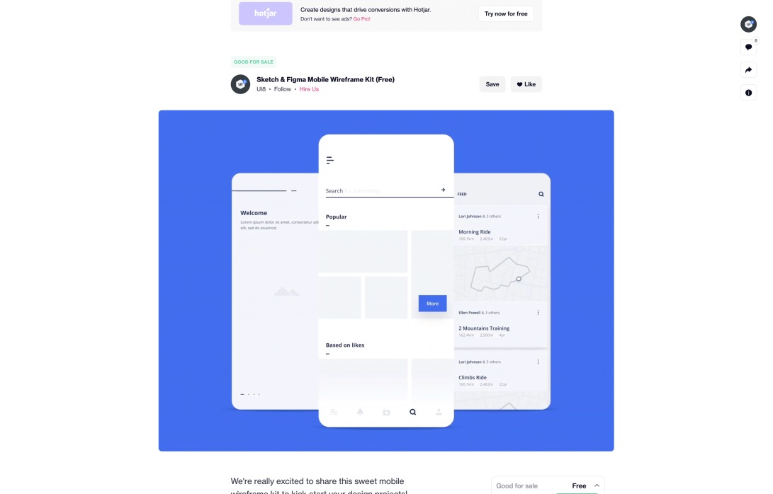 Sketch & Figma Mobile Wireframe Kit (Free) by UI8 on Dribbble