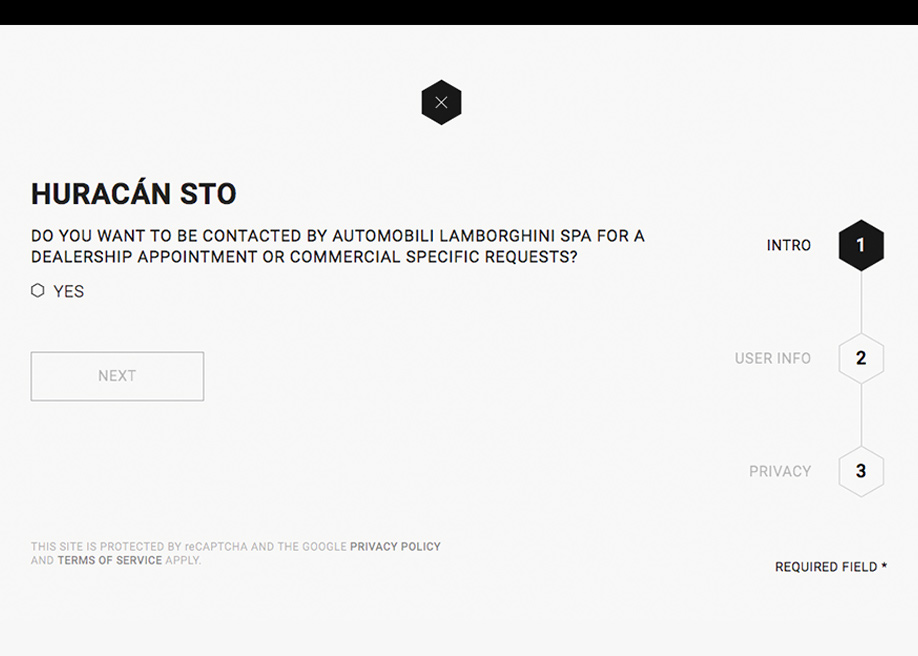 Lamborghini Huracan STO -  Contact form
