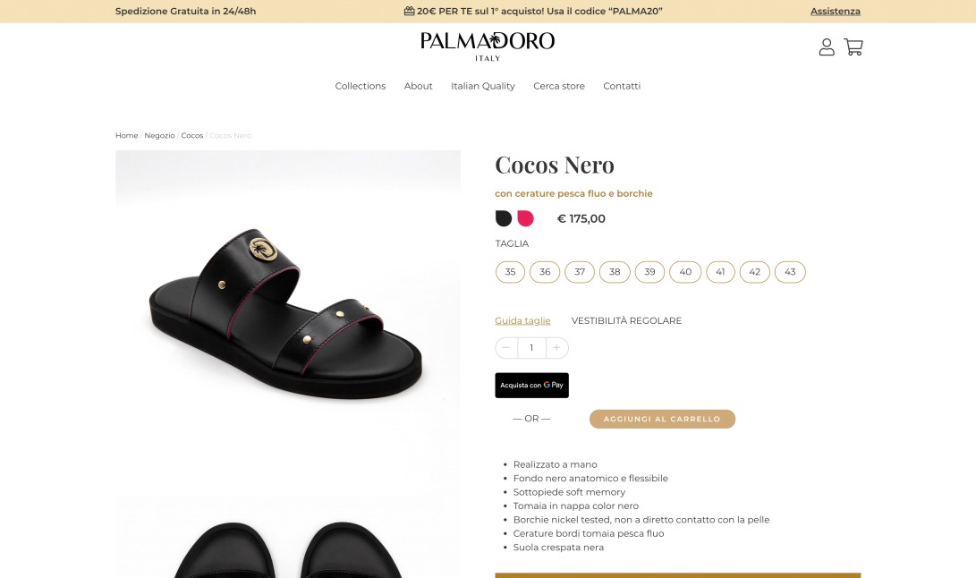 Cocos Palmadoro Nero in pelle da donna - Palmadoro