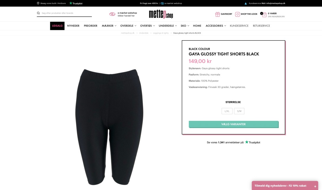 Black Colour Gaya glossy tight shorts BLACK | Underdele | MetteP Shop