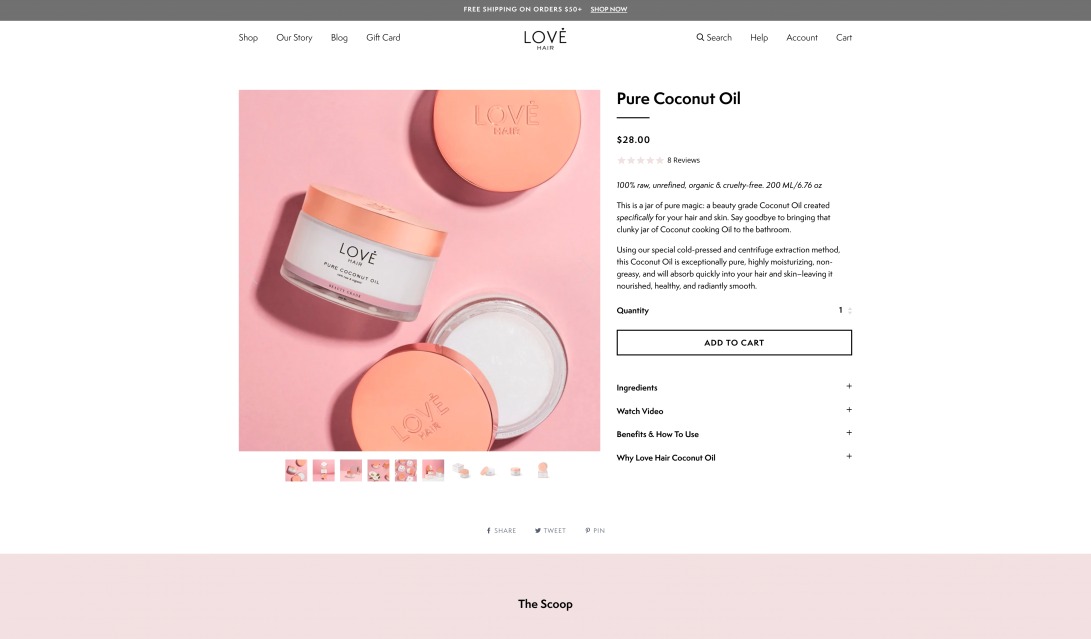 Pure Coconut Oil | 100% Raw, Organic, Unrefined | Love Hair
