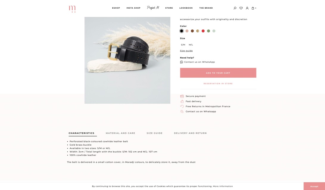 Leonie: Black-coloured Perforated belt, made with Real Leather - Maradji