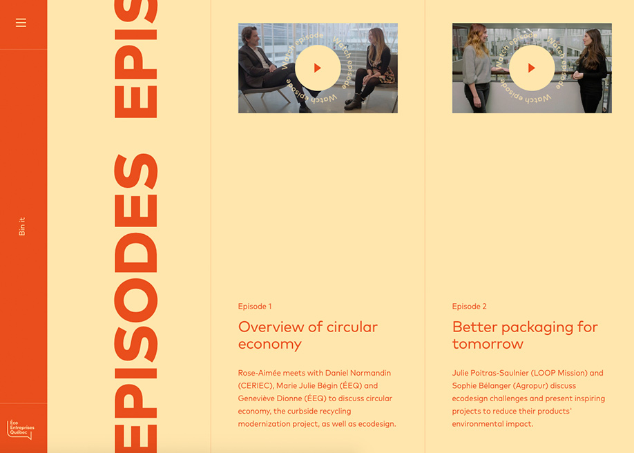 Eco Enterprises Quebec - Video series, UI button animation