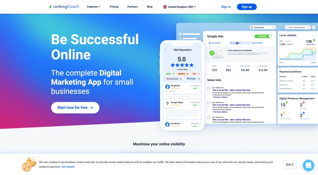 rankingCoach #1 Digital Marketing App for SMBs