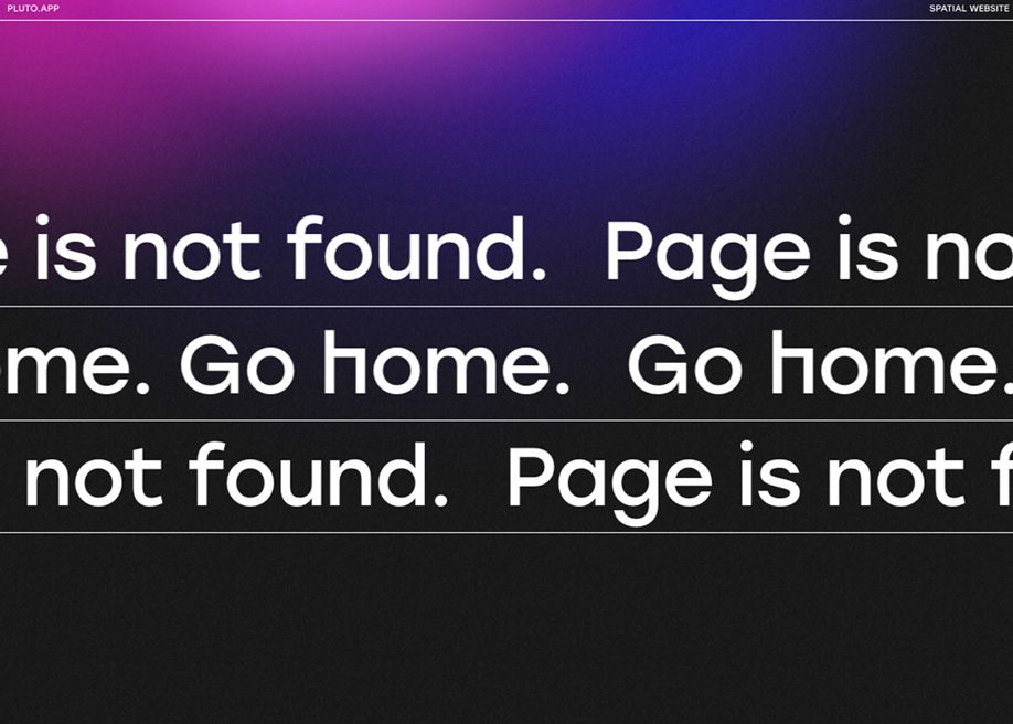 Pluto - Text marquee 404 error page