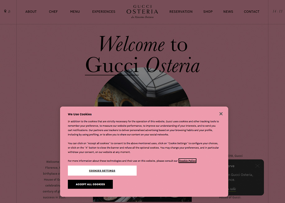 Gucci Osteria - Cookie policy