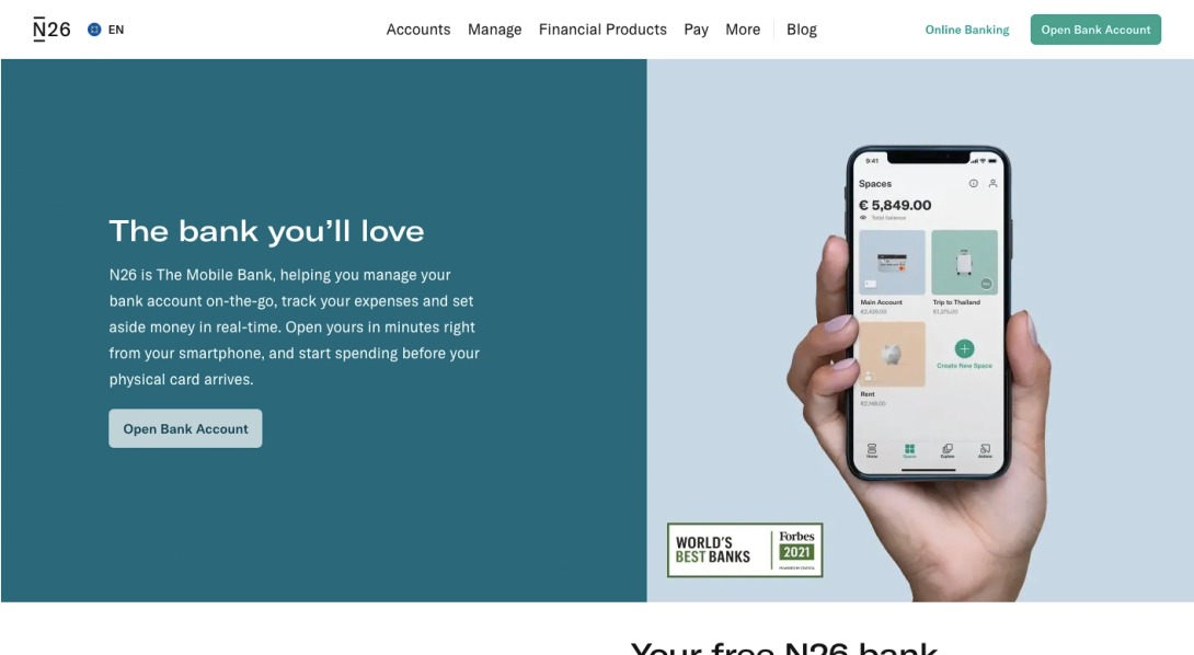 N26 The Mobile Bank | Voted 'Best Bank in the World 2021' — N26