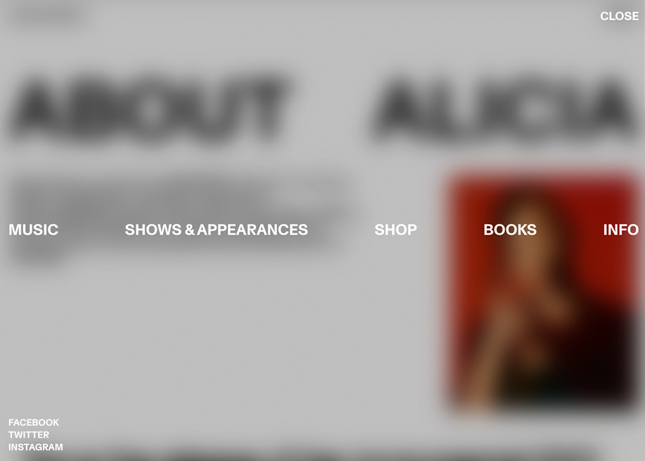Alicia Keys - Blurred overlay menu