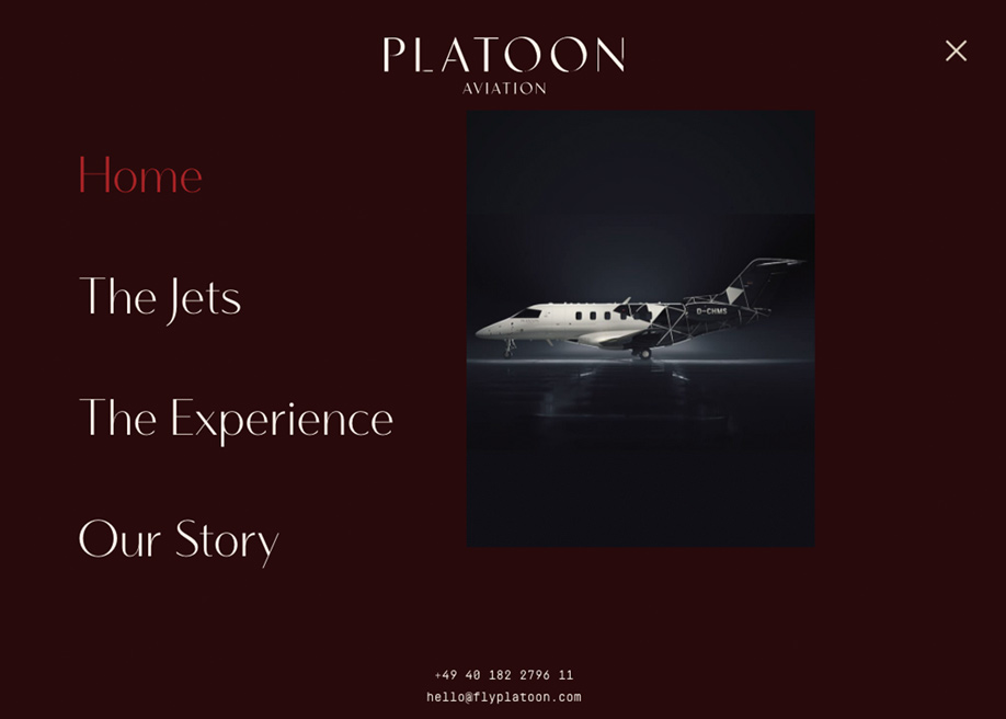 PLATOON Aviation - Menu