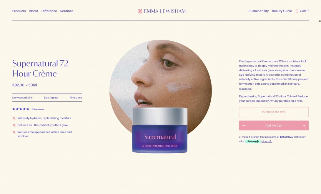 Supernatural 72-Hour Crème | Face Cream | Moisturiser | Emma Lewisham