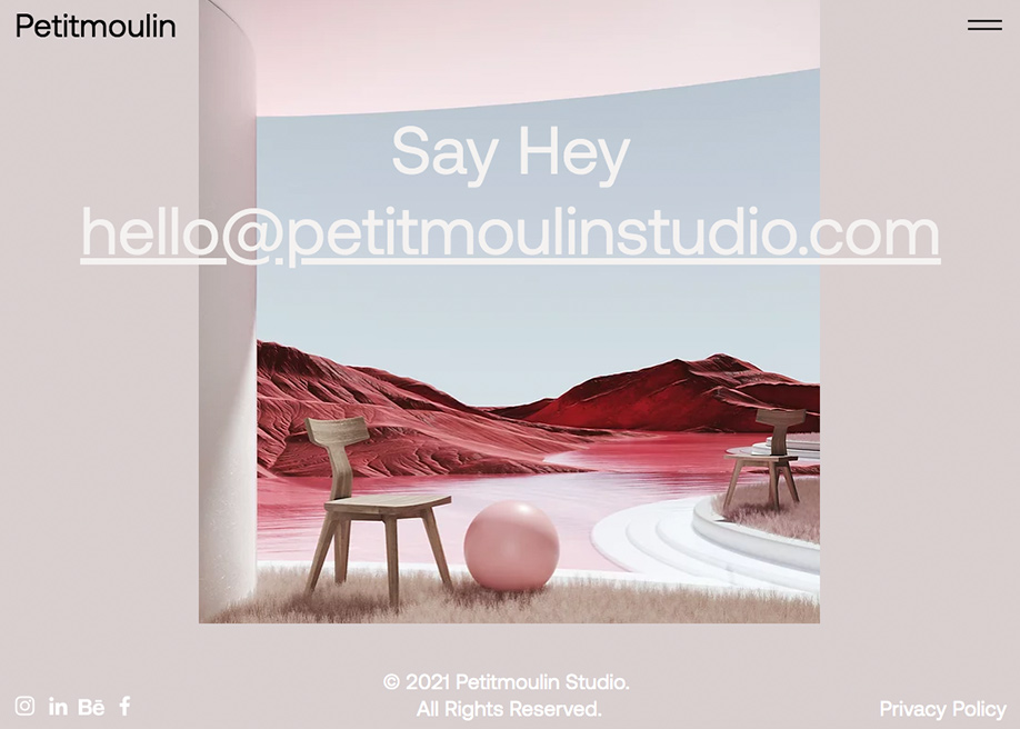 Petitmoulin Studio - Contact info on footer