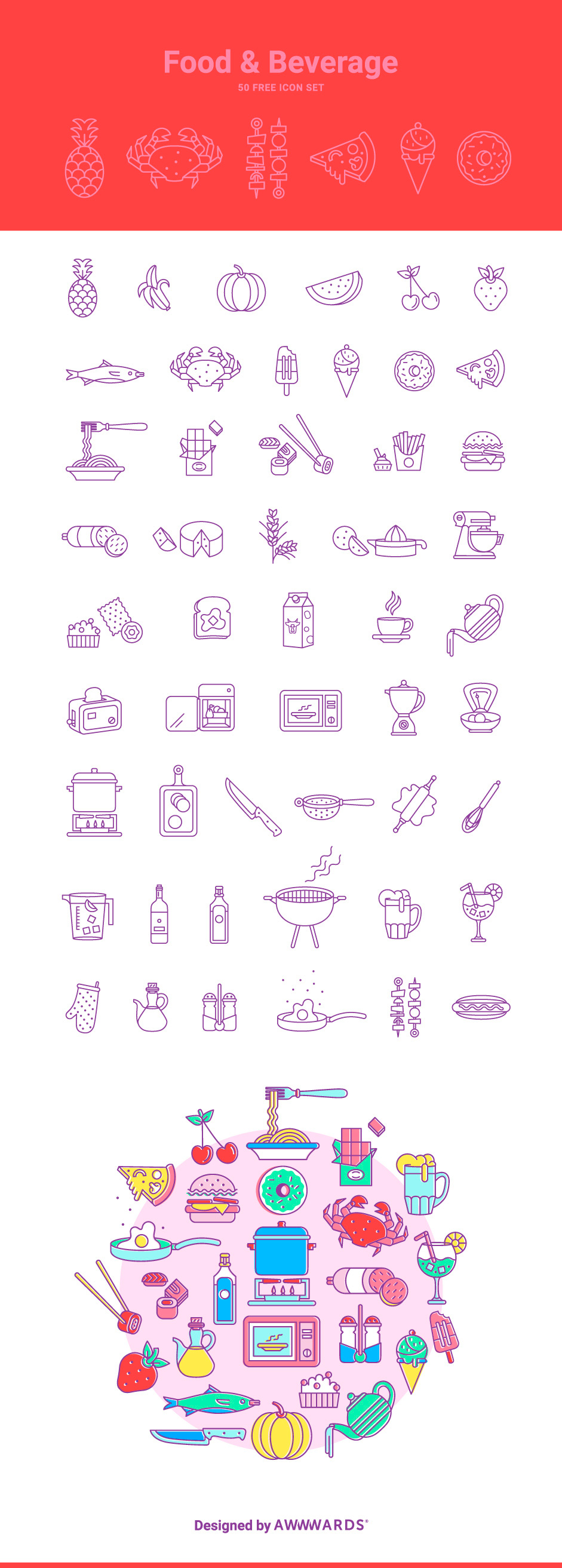 50 Delicious Food Beverage Vector Icons Free Download