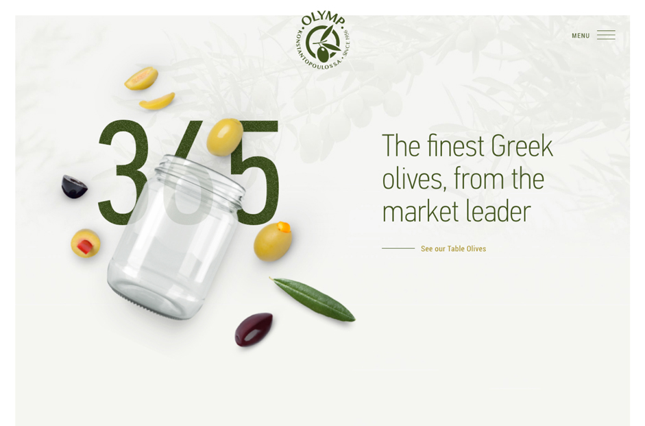home page featuring jar of olives with 365 in the background