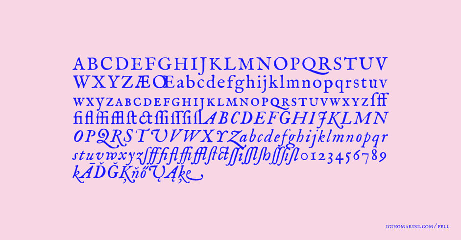 The alphabet in Fell typography 