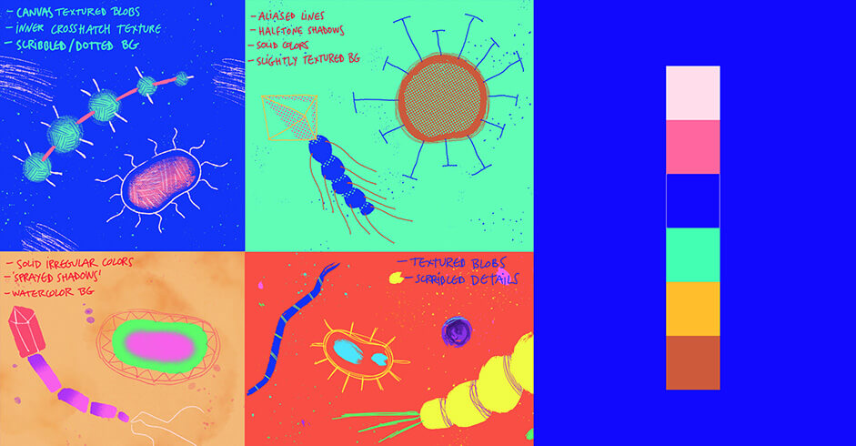 Style palette of microbes in different colors