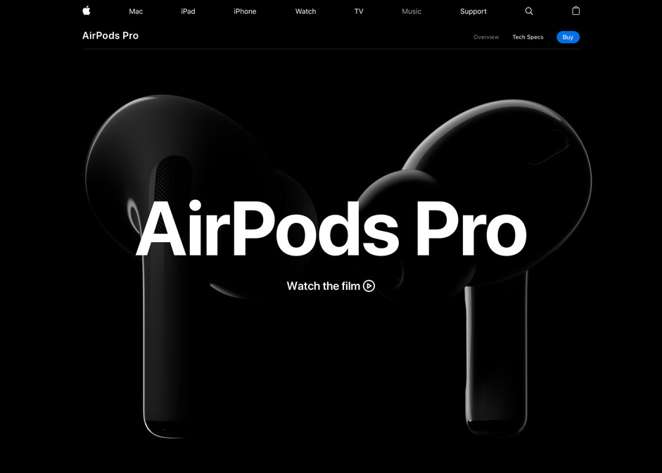 image of two Air Pods on the webites homepage