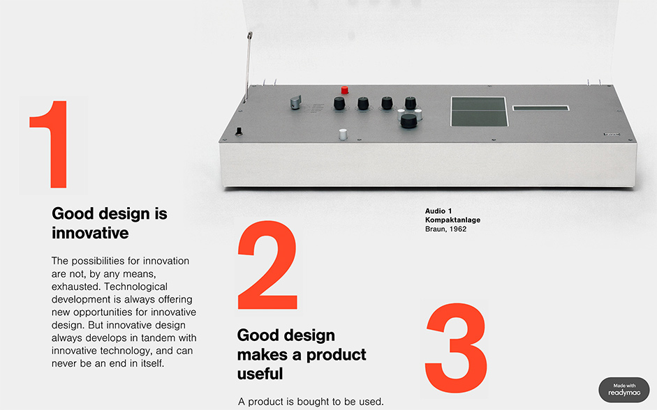 10 principles for good design - product