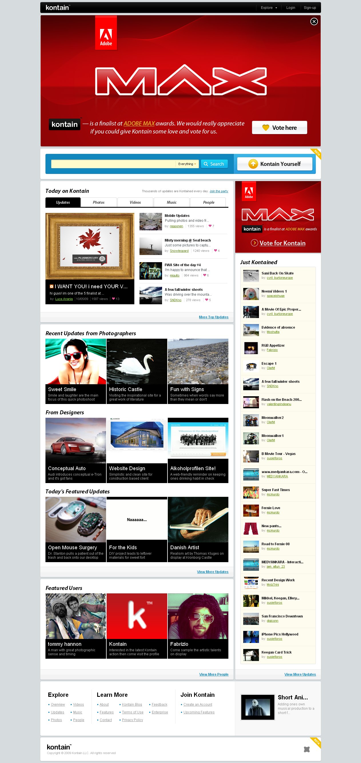 Kontain LLC award-winning website design screenshot 1