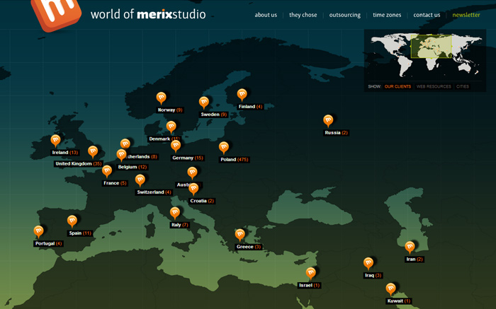 World of Merix award-winning website design screenshot 1