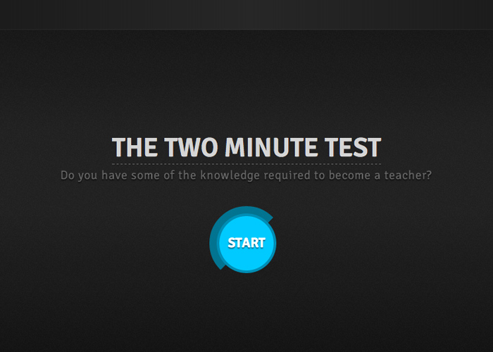 Two minute teacher test award-winning website design screenshot 1