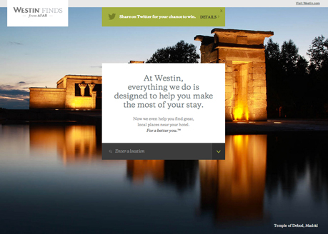 Westin Finds from Afar award-winning website design screenshot 1