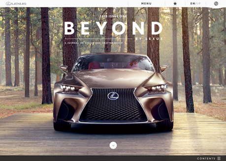 BEYOND BY LEXUS Magazine award-winning website design screenshot 1