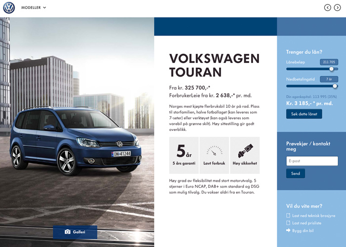 Volkswagen Showroom award-winning website design screenshot 1