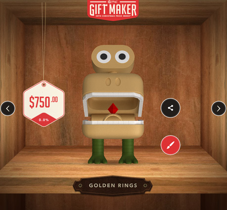 The PNC Christmas Price Index site is loads of fun and allows you to create your own toy by selecting various heads, legs, arms, bodies and accessories.