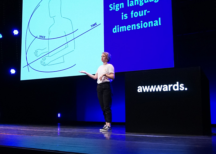Talk: Inclusive Design, Designing for Deaf People Helps Everyone by Marie van Driessche at Awwwards Conference Amsterdam