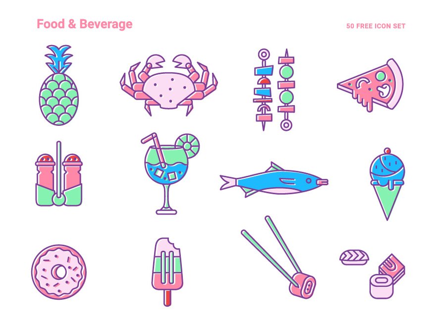 50 Delicious Food & Beverage Vector Icons - Free Download!