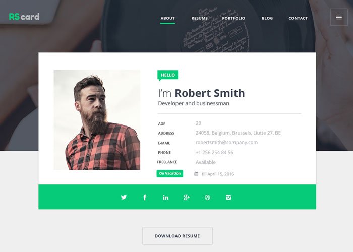 Material Design Resume/CV & Portfolio