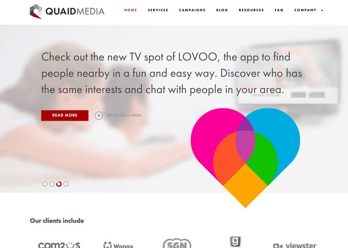 Quaid Media is an international advertising agency with offices based in Berlin and Los Angeles. Their main field of work is complex management of TV ad campaigns for mobile products.