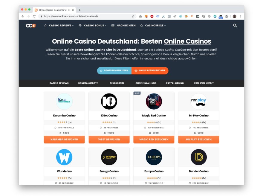 Online Casino Spielautomaten