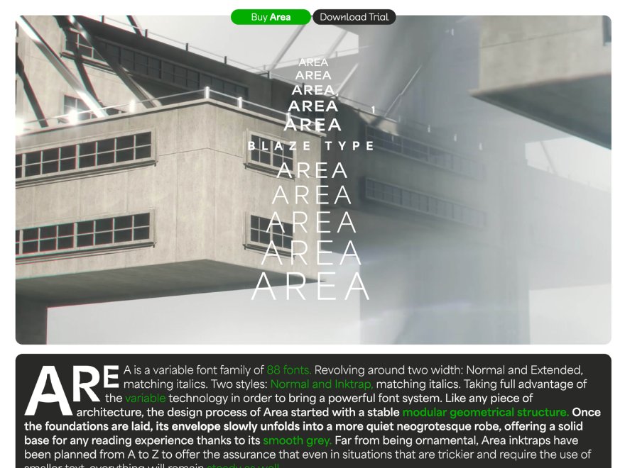 Area Web Font Specimen