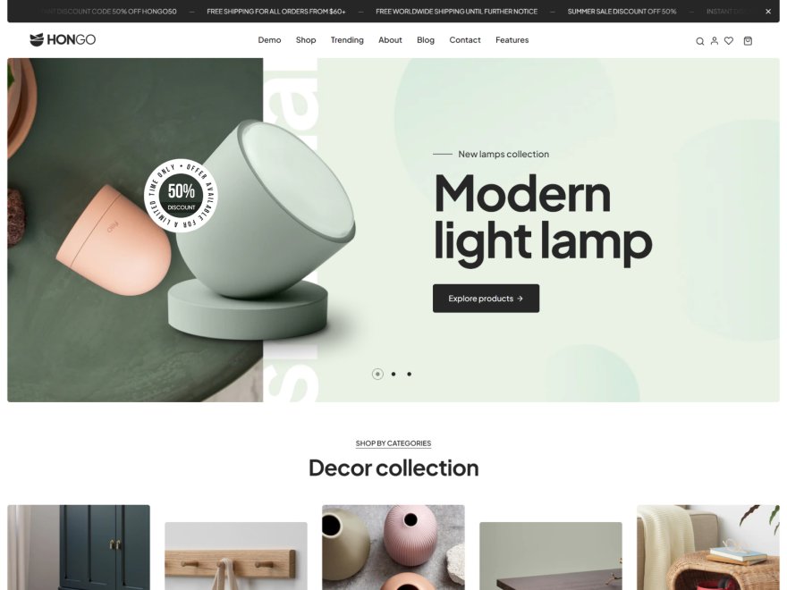 Hongo Decor eCommerce Store