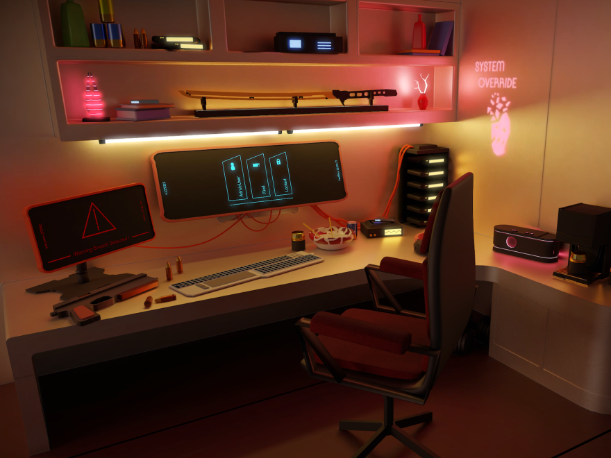 Cyberpunk Interactive 3D Desk