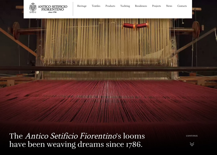 Antico Setificio Fiorentino award-winning website design screenshot 1