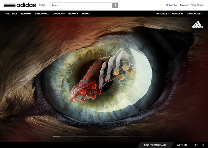 adidas Predator award-winning website design screenshot 1