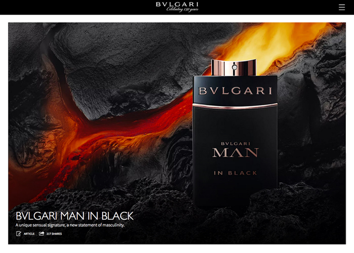 BVLGARI 130th Anniversary award-winning website design screenshot 1
