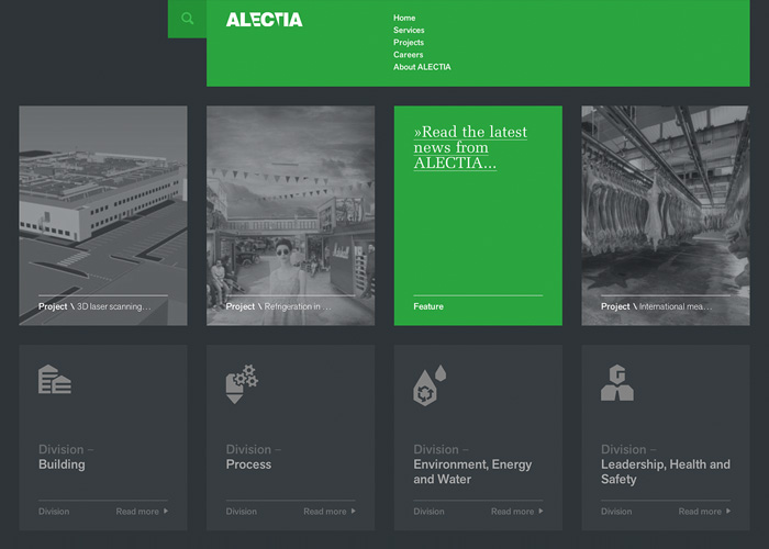 Alectia award-winning website design screenshot 1