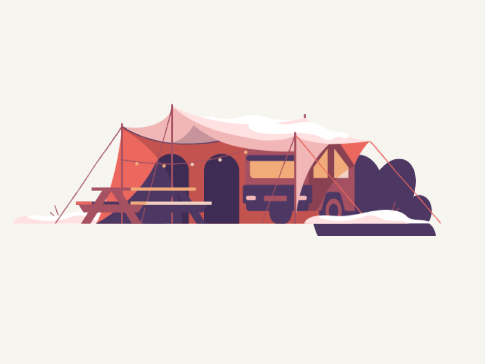 Happy Illustrations to celebrate years of Happy Campers, tents & bungalows